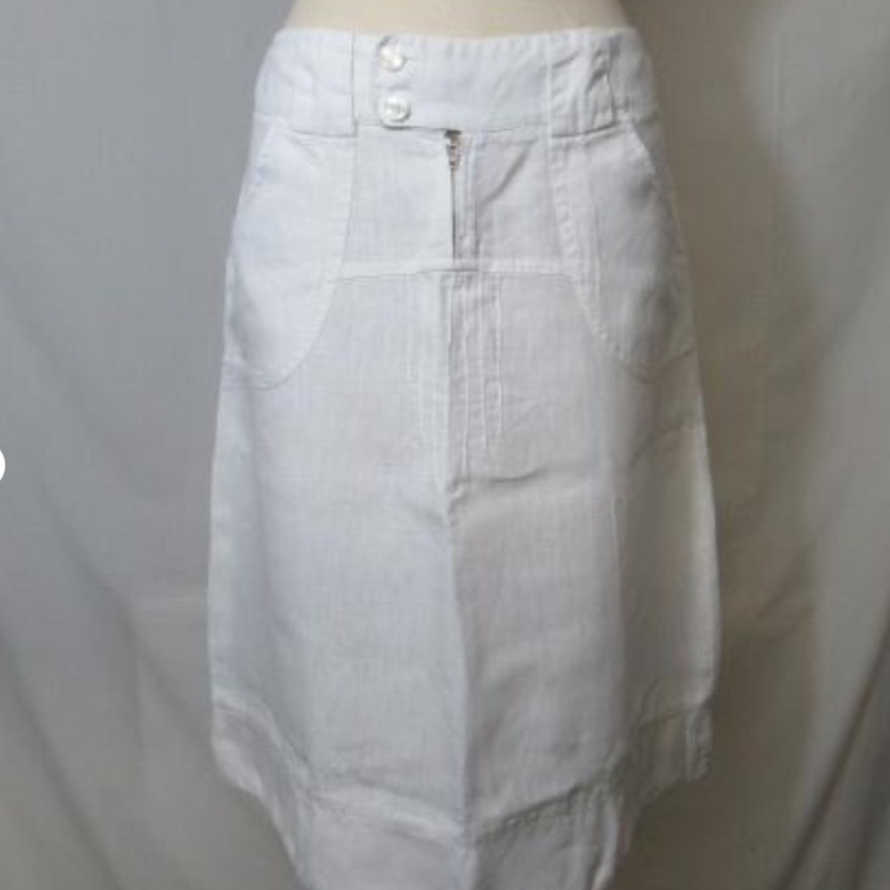 Zaffiri Midi Skirt Linen White Utility Cargo Lightweight Pockets Sz 3X